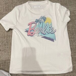 Abercrombie Kids White Tee with Pastel Barbie Graphic